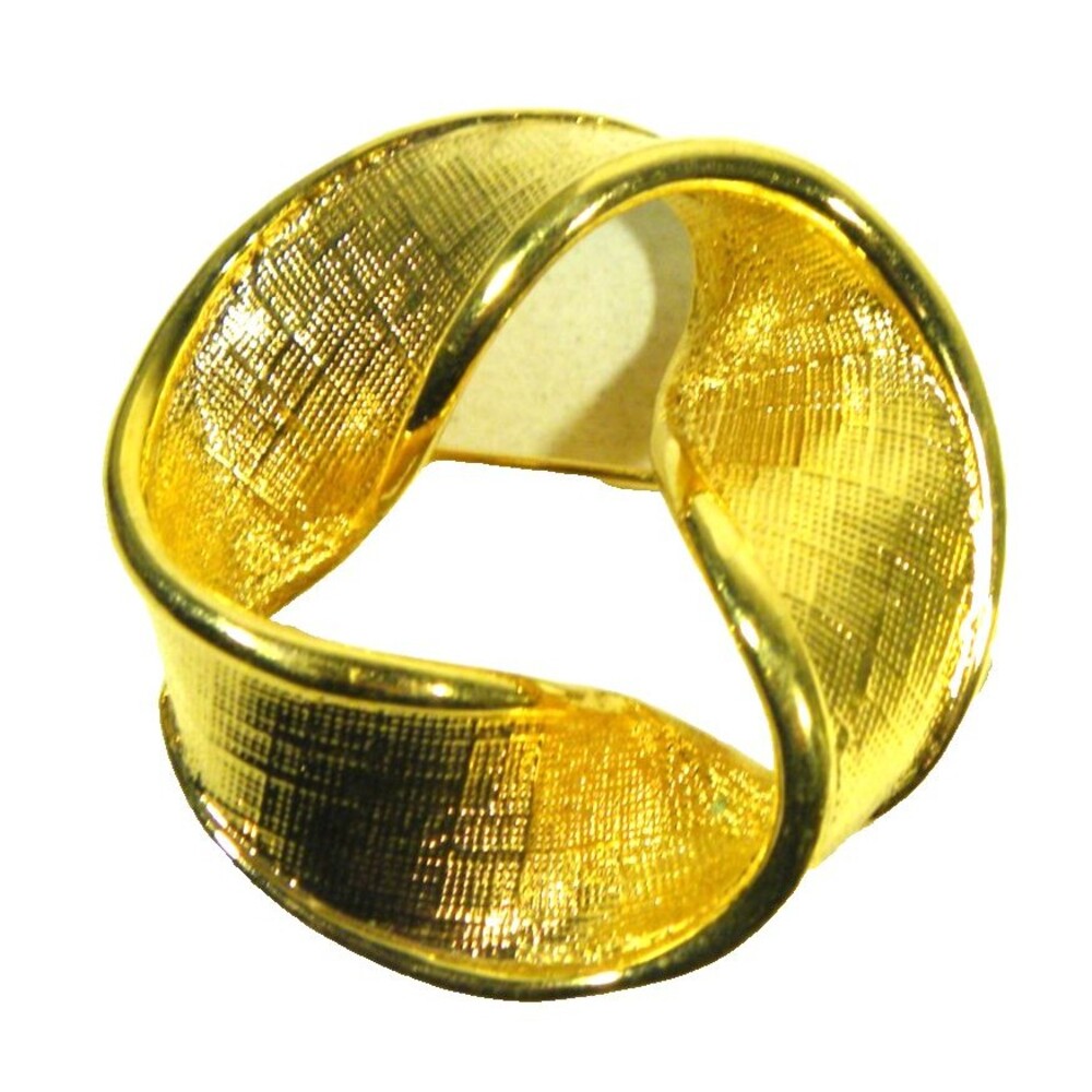 Vintage Napier Brooch Gold Tone Pin Textured Mid Century Twisted Ribbon Circle